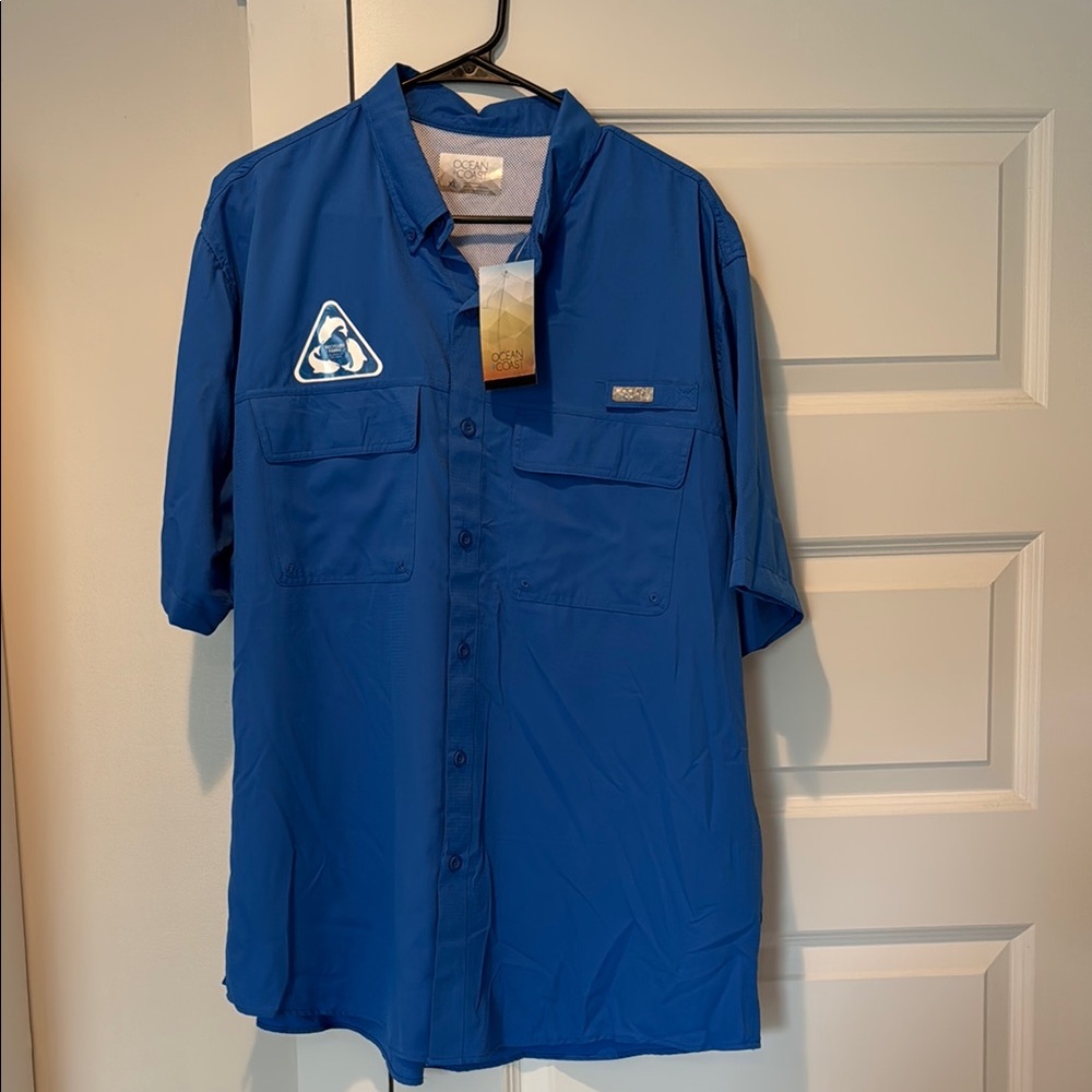 Blue Short Sleeve Button-Up Shirt